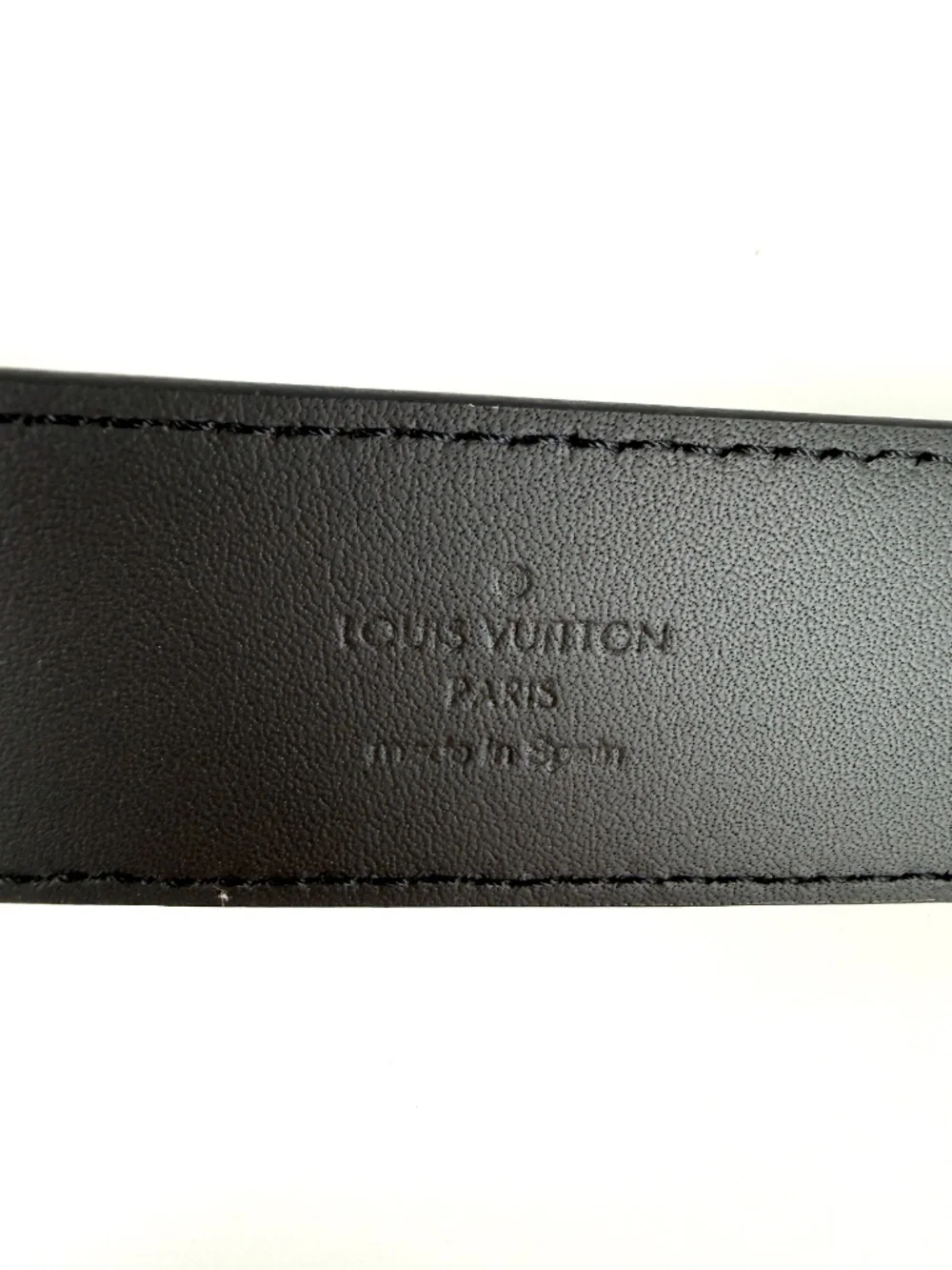 LOUIS VUITTON Initiales Black Monochrome Taiga Leather Belt 85, 34